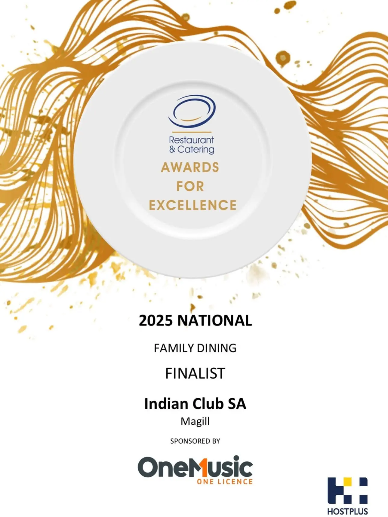 A certificate of the Australian national 2025 award for finalist in the category of best Family Dining.