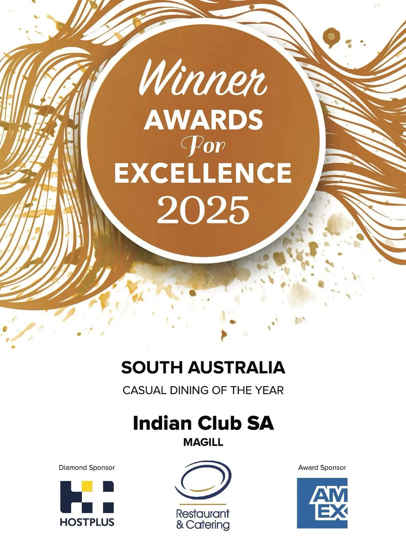 A certificate of the South Australia 2025 award for winning in the category of best Casual Dining.